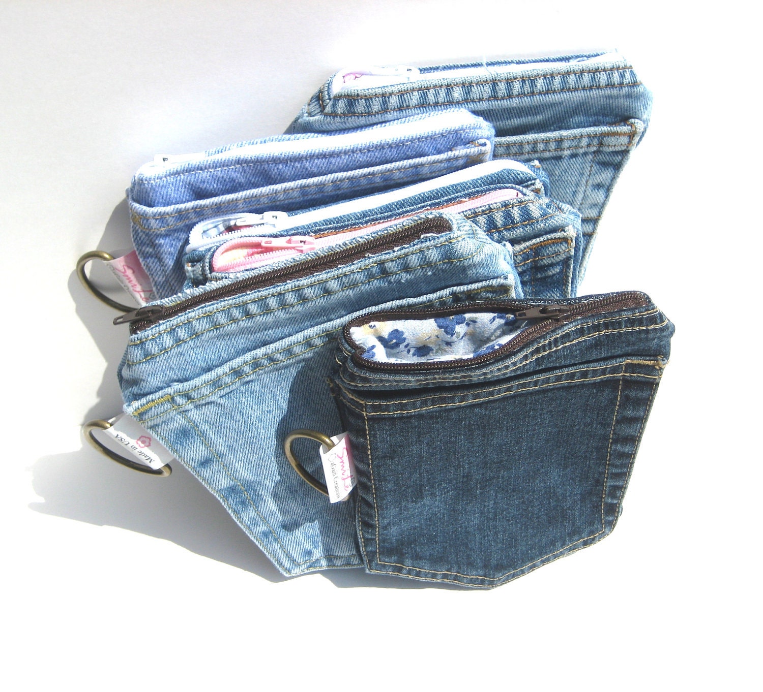 Denim Pockets Wallet with zipper for iPhone. MADE TO ORDER Men Women. homesteading Eco Fashion upcycled repurposed. Fall/Winter Fashion