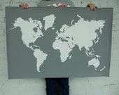 Giant Modern World Map Print Poster - 24x36 - Gray and White
