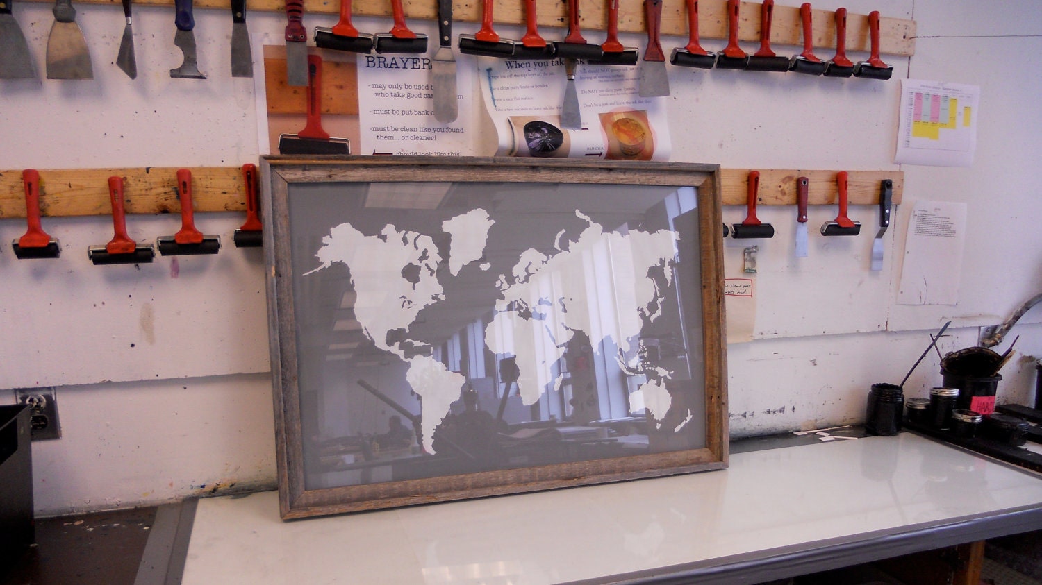 Giant Modern World Map Print Poster - 24x36 - Gray and White