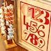 Large hand pulled nursery 123 print 22x28 inch - tan and red