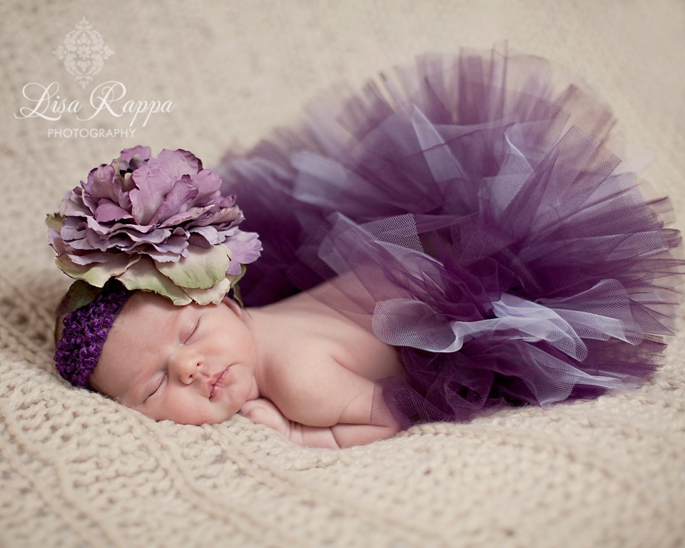 Ready to ship - Newborn Baby Photo Prop Plum Tutu Set