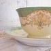 Vintage Bone China Teacup Noritake Japan Apple Green Cream Gold White Shabby Cottage French Cottage Decor