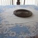 Vintage Tablecloth Kitchen French Blue Flowers with Tag Pale Blue Linens Cotton Shabby French Beach Cottage Decor