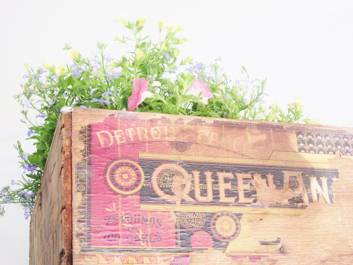 Vintage Antique Wood Box Queen Anne Soap Detroit Storage Farmhouse Shabby Wedding Beach Rustic Decor