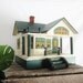 Antique Converse Doll House Toy Primitive Folk Art House Green Yellow Miniature Vintage Dollhouse