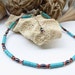 Turquoise, Hematite, Seed Bead and Sterling Silver Ankle Bracelet