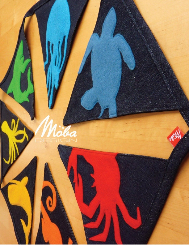 Bunting Banner, Rainbow, SEA CREATURES Made to Order