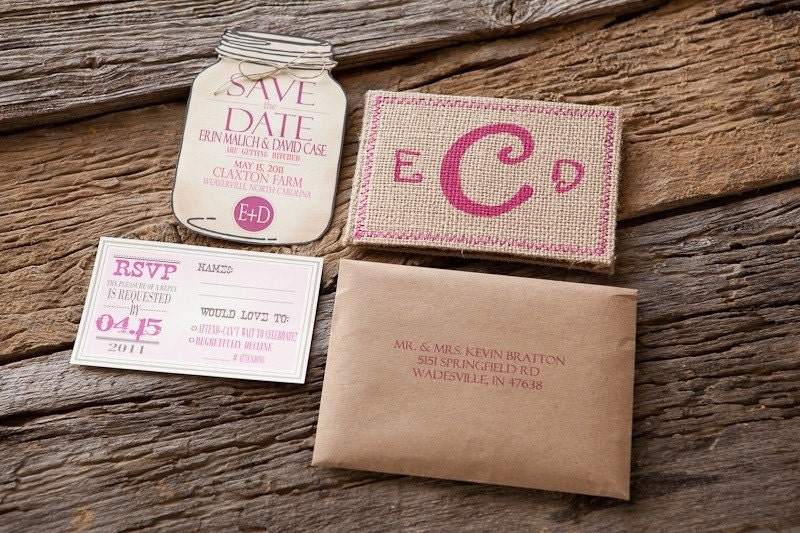 Rustic Burlap Wedding Invitations