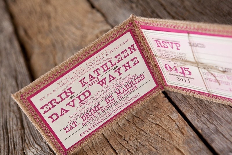 Rustic Burlap Wedding Invitations