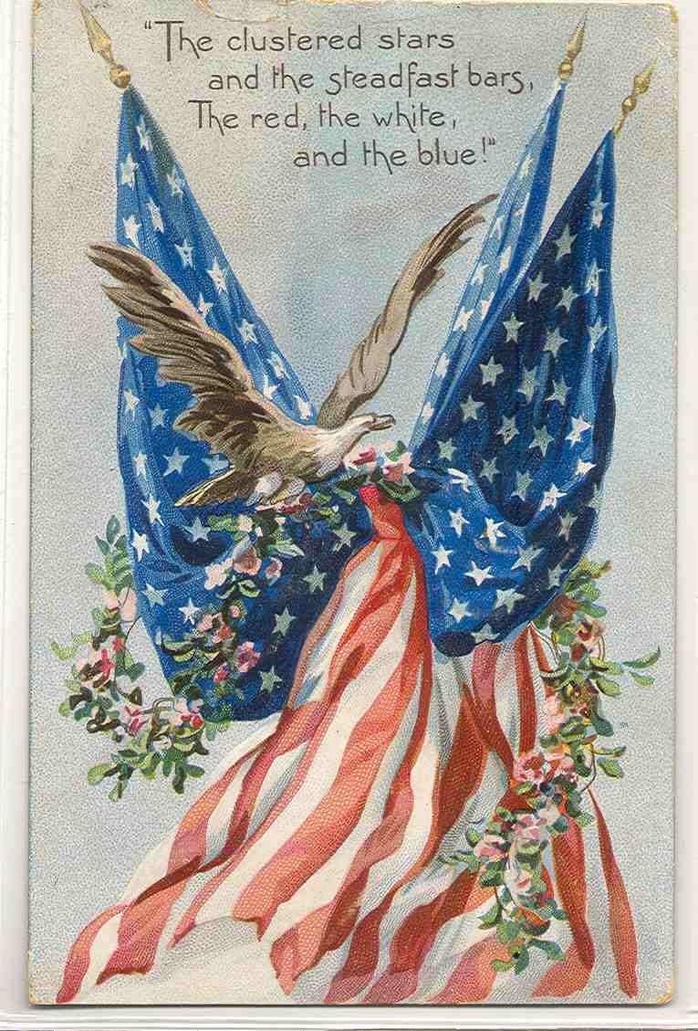 Antique Embossed Patriotic Postcard with US Flag by TiEstiVintage