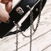 Gothic Punk Metal Skull Crown Leather Like Zipper Headband Headdress Dark Chain
