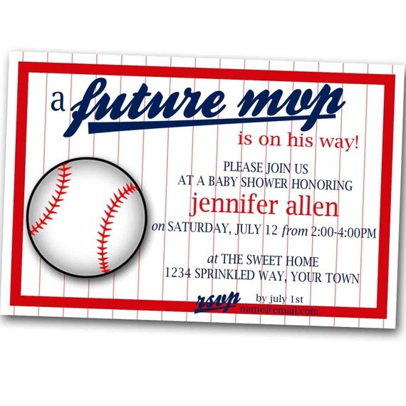 Future M V P Baseball Baby Shower Invitation --- Digital Copy ---
