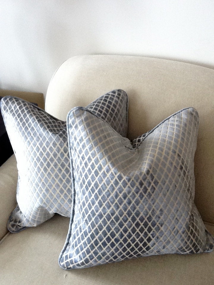 Ice Blue Cut Velvet Pillow
