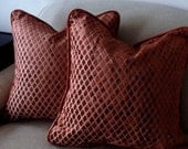 A Pair of Cinnamon Cut Velvet Pillows