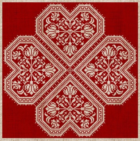 The Flowering Heart - Cross-Stitch Pattern 4 page Instant Download PDF booklet