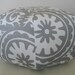 Grey White Suzani Twill 18" Ottoman Pouf Floor Pillow