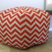 24" Ottoman Pouf Floor Pillow Red Natural Zig Zag Chevron