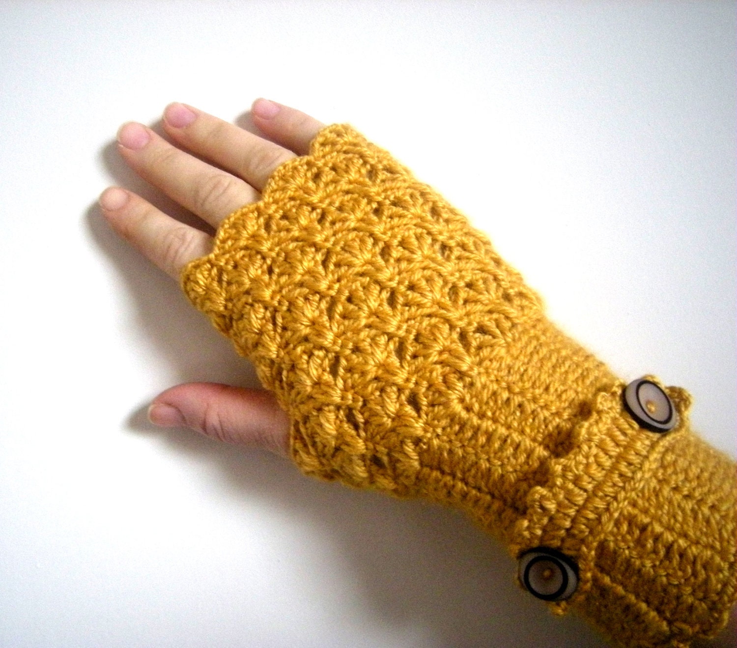SPRING SALE  Mustard Yellow,Autumn Gold Arm Warmers,  Fingerless Gloves Women Crochet