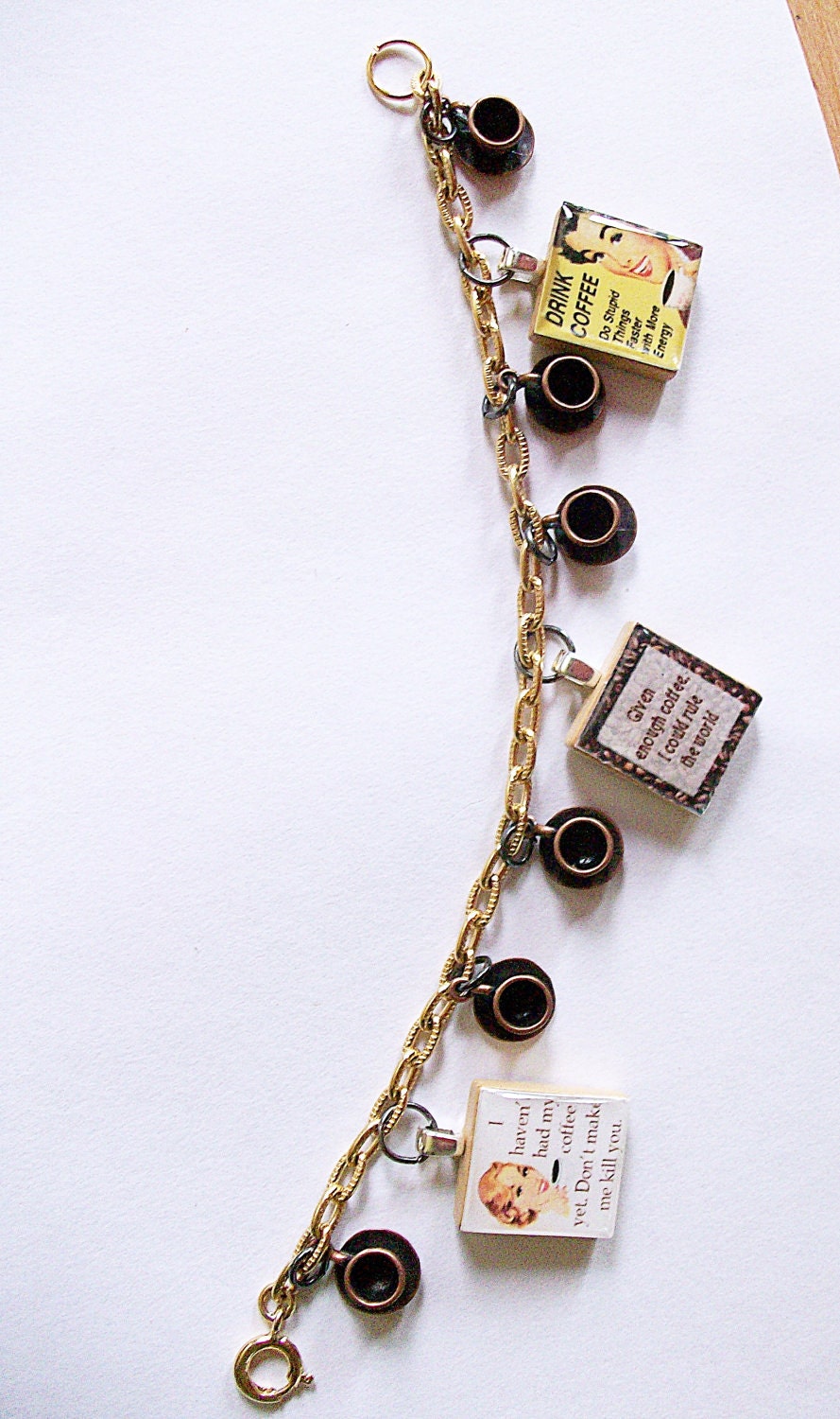 quirky coffee lovers charm bracelet