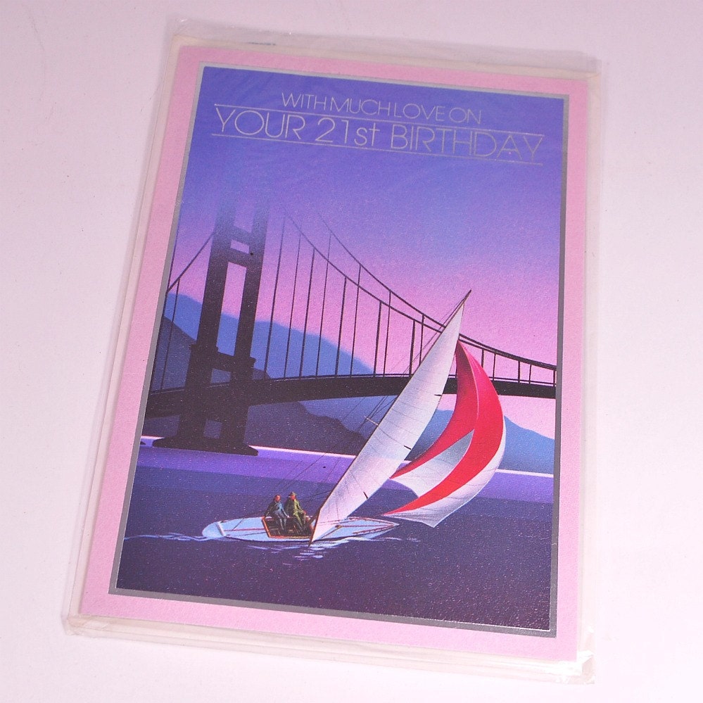 Vintage 80s San Fransisco 21st Birthday Card - Unused