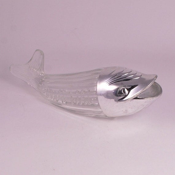 Kitsch Vintage Whale Shaped Glass Nut Dispenser by ladykitschener