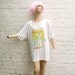 Vintage 80s 90s Oversized White Beach Girl Applique T Shirt - fits XS, S, M, L