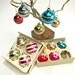 14 vintage glitter frosted and striped Christmas ornaments