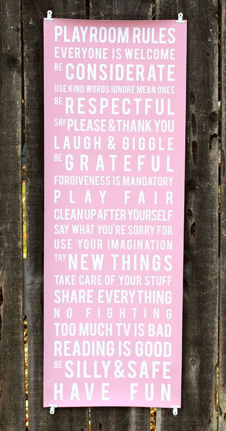 Playroom Rules Subway Art Canvas 12 x 36