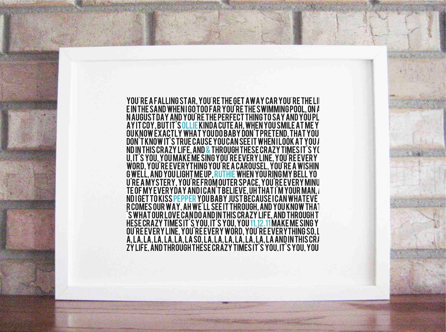 CUSTOM Wedding / Anniversary Typography 5 x 7
