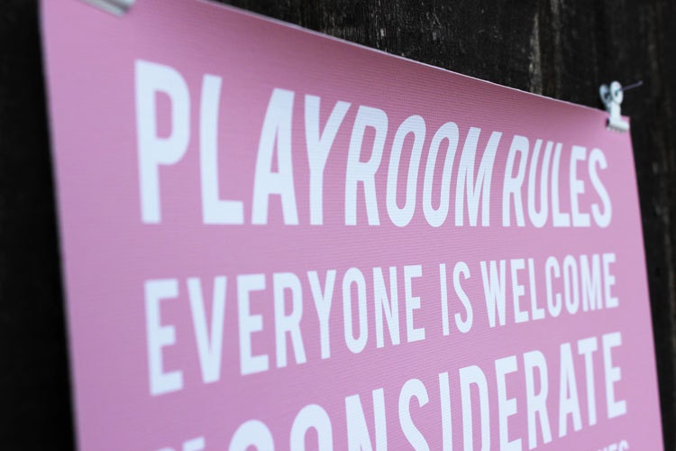 Playroom Rules Subway Art 12 x 36