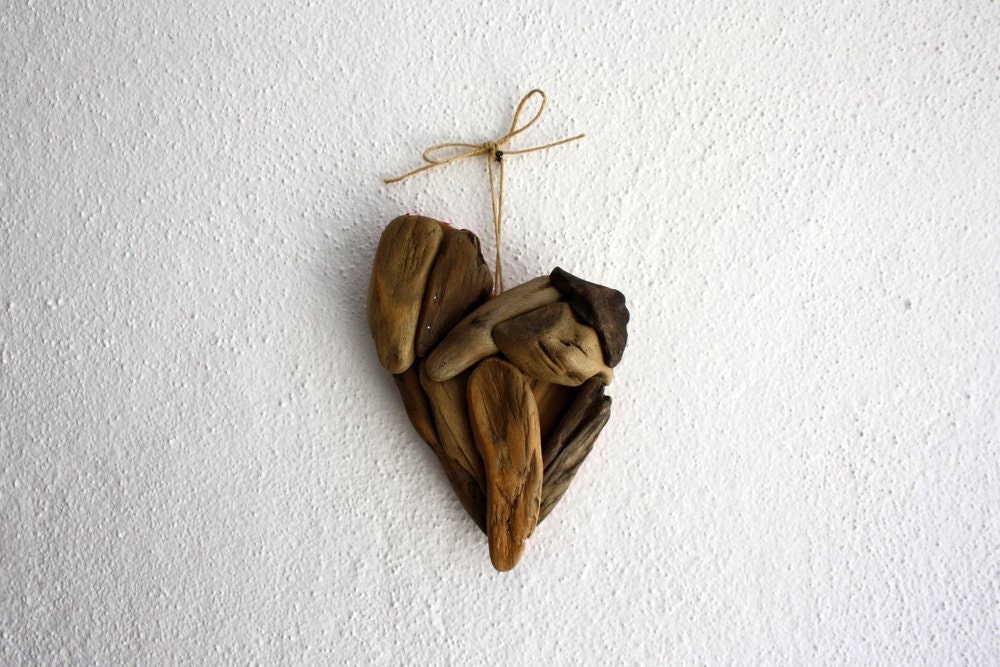 driftwood heart "Valentine " made from natural driftwood ... 12x17 cm..."I love you"...perfect for your coastal home or wedding
