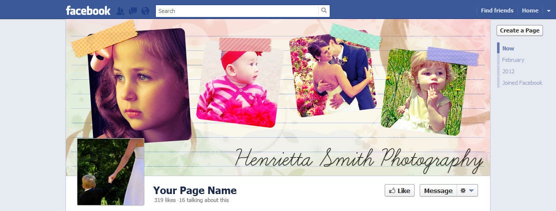 Facebook Timeline Cover Premade - Facebook Fan Page - Watercolor Notebook