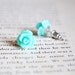 Turquoise Rose Earrings, Nickel Free Studs - Mint Green Flowers