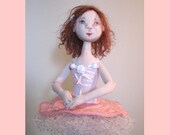 Little Cassie Pink Ballerina cloth art doll, ADO team, IADR
