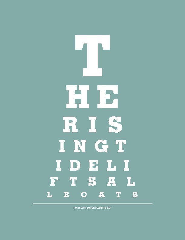 The Rising Tide Lifts All Boats - 8x10 Eye Exam Chart Print