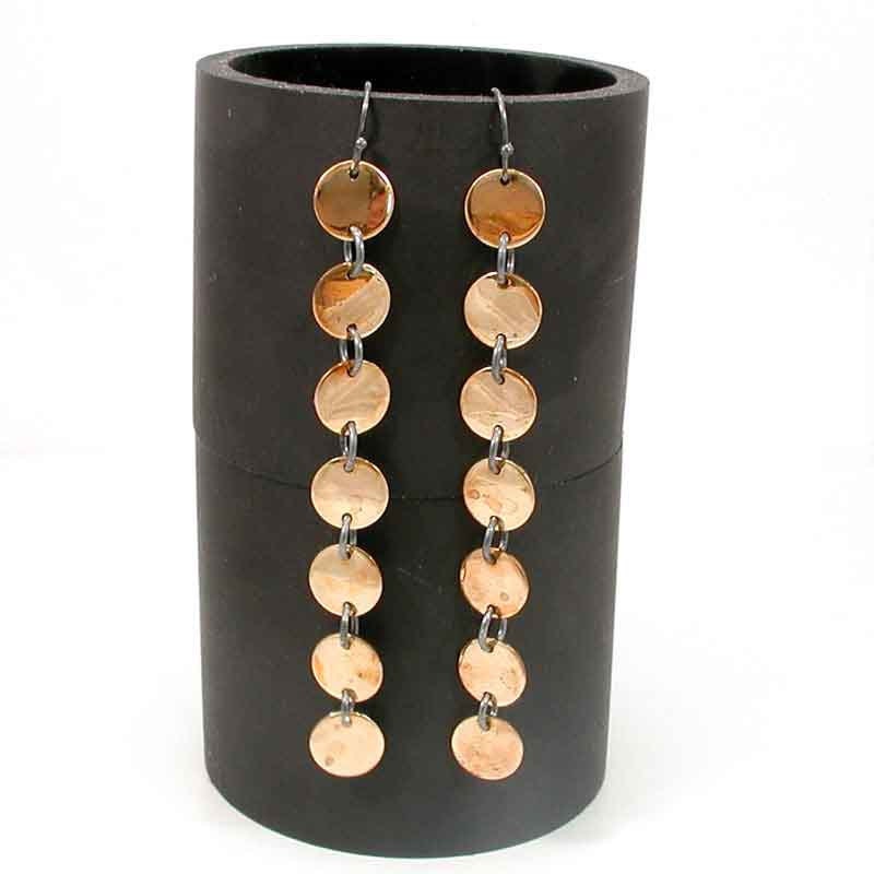 Brass Disc and Sterling Silver Earrings- Handmade