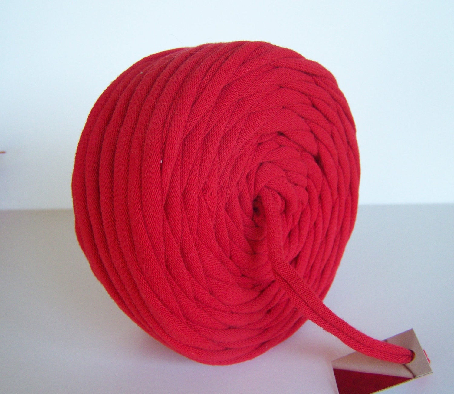 Bright Red 50 Yrds Recycled T-Shirt Yarn, T Shirt Yarn, Bulky