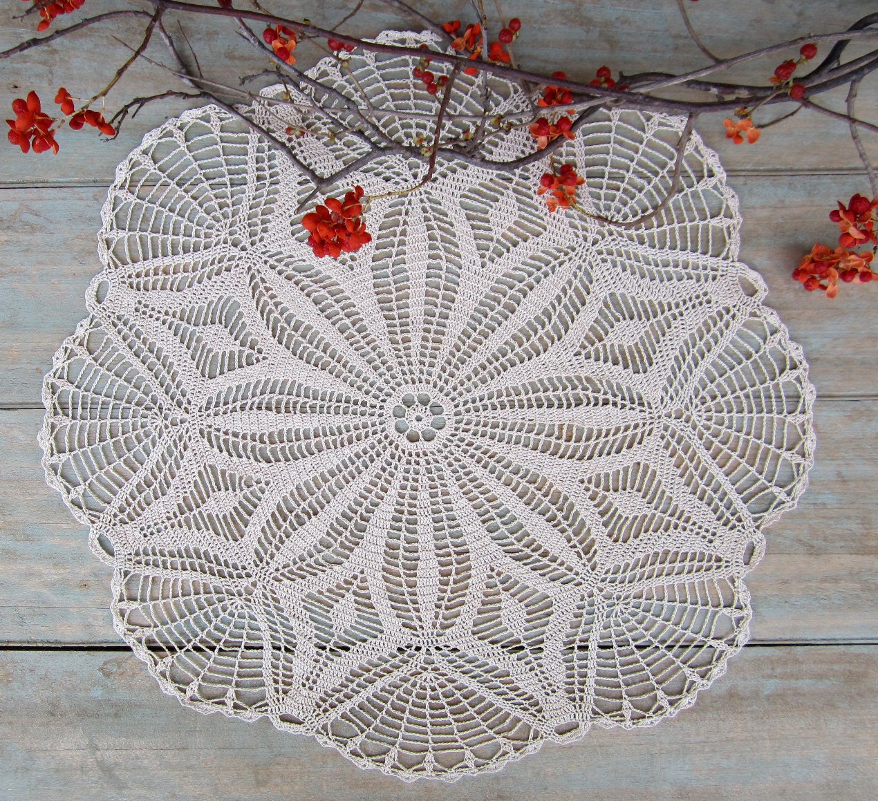 Vintage Hand Crocheted Off White Lace  Doily - SPARKLING STAR Snowflake