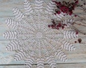 Hand Crocheted Lace Off White Vintage Doily - GOLDEN GRAIN - 16 Inches