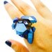 Cobalt Blue Druzy Ring Titanium Quartz Rainbow Crystal Aura Cluster