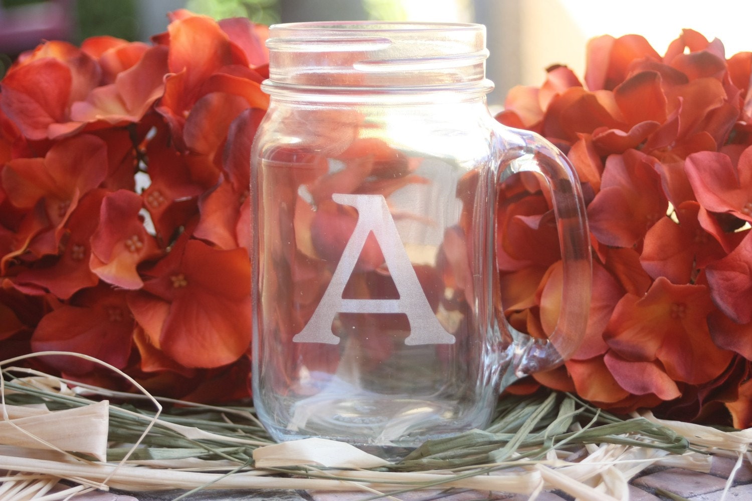 Personalized 16.5 ounce Mason Jar for Wedding, Bridal Shower or Favor
