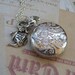 Alice in Wonderland Steampunk pocket WATCH necklace pendant charm locket TEA TIME-- never late for your T E A