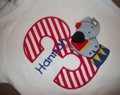 Custom boutique birthday t shirt circus carnival clown elephant lion striped 1st 2nd first girls boys tee onesie