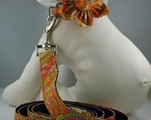 Dog Collar with Flower or Bow Tie and Leash  - Pick Any Fabric in Shop