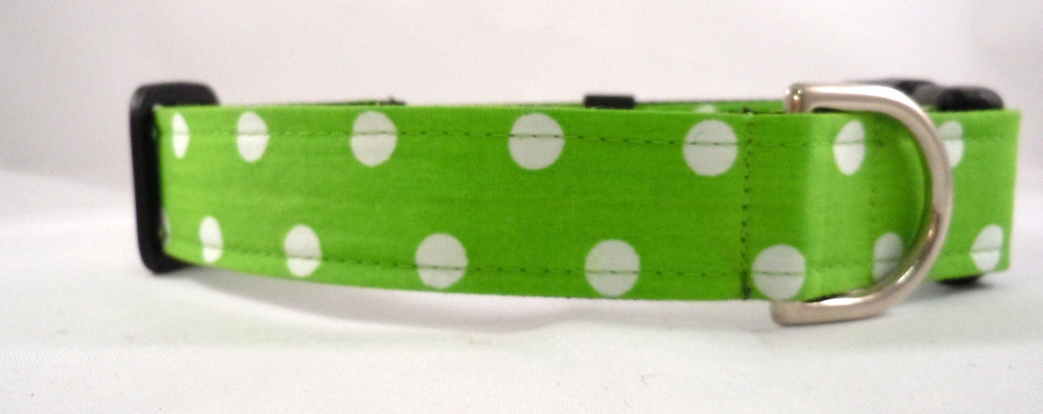 Dog Collar - Cat, Martingale or Dog Collar - All Sizes - Ta Dot in Lime