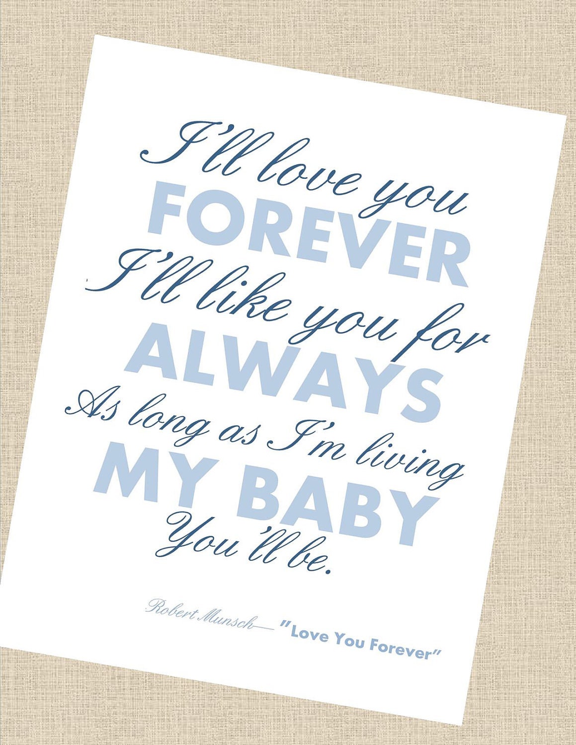 I'll love you forever wall art - 8x10