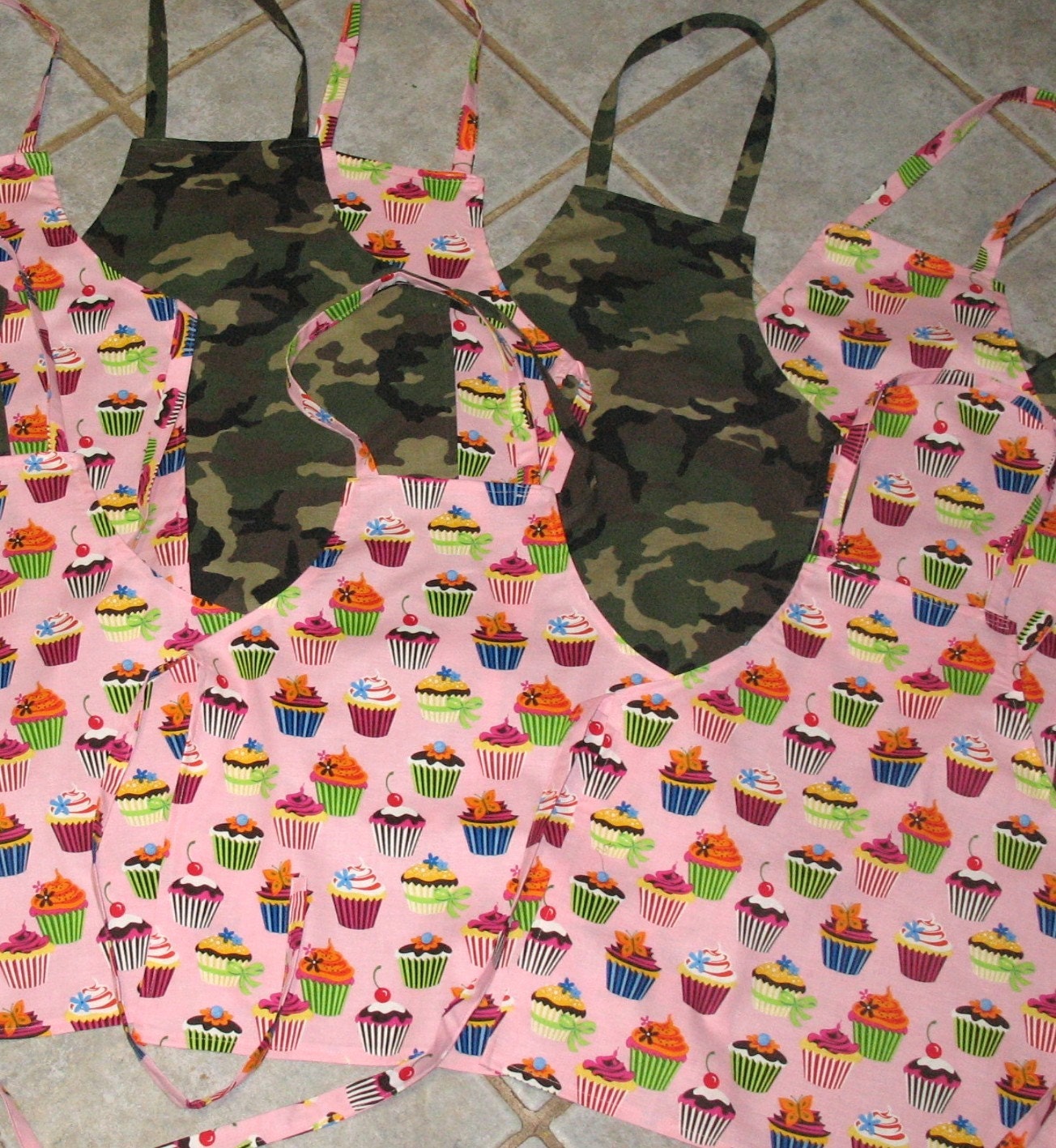Birthday Party Pack of 8 Youth Aprons - custom, you choose fabrics