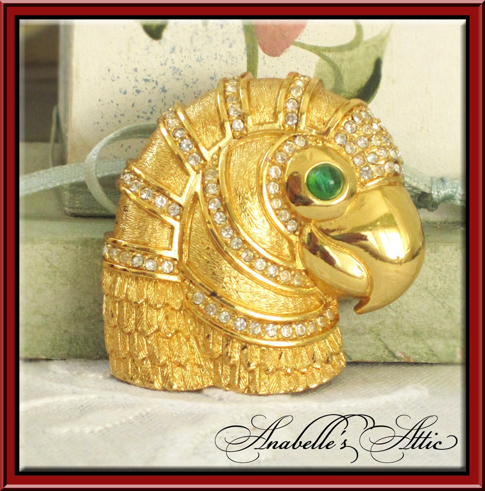 Christian Dior Pin by Kramer Parrot Head Brooch by AnabellesAttic