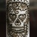 Henna Sugar Skull Pillar Candle, White, Day of the Dead, Dia de los Muertos