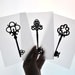 Set of 3 5x7 Skeleton Key Silhouettes Hand Cut on paper Vellum